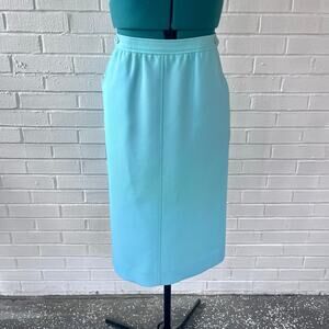 Vintage 70s turquoise polyester midi skirt